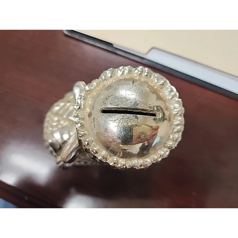 Vintage Leonard Silver Plate Piggy Bank Baby‎ Shoe Bootie Coin Bank